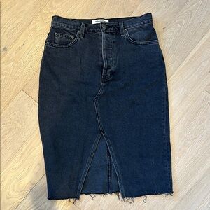 Reformation Black Denim Midi Skirt